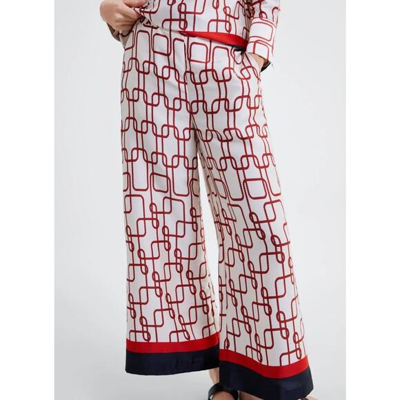 Zara Pants - Zara Nautical Knot Flowy Trousers Pants Womens XL Wide Leg Knot Print Coastal